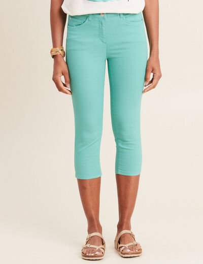 Pantacourt droit taille standard vert émeraude femme