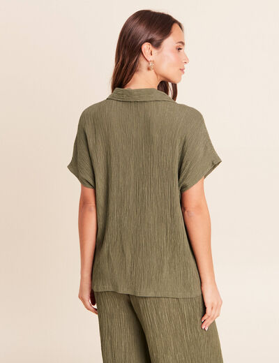 Chemise ample courte manches courtes vert kaki femme