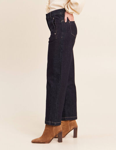 Jean droit taille haute 7/8&egrave;me denim brut femme