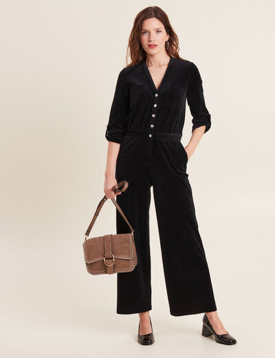Combinaison pantalon velours noir femme