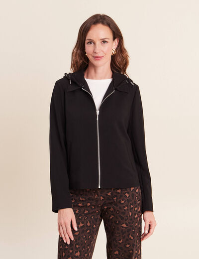 Veste manches longues capuche amovible noir femme