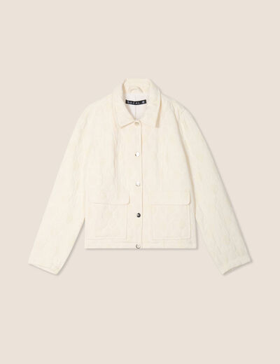 Blouson matelassé boutonné ecru femme