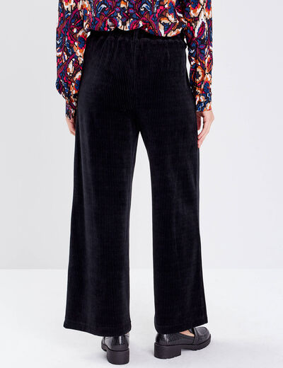 Pantalon large velours noir femme