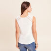 D&eacute;bardeur tricot sans manches blanc femme