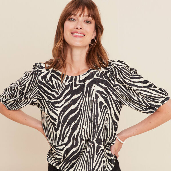 Blouse manches courtes noir femme