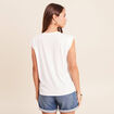 T-shirt col rond sans manches ecru femme