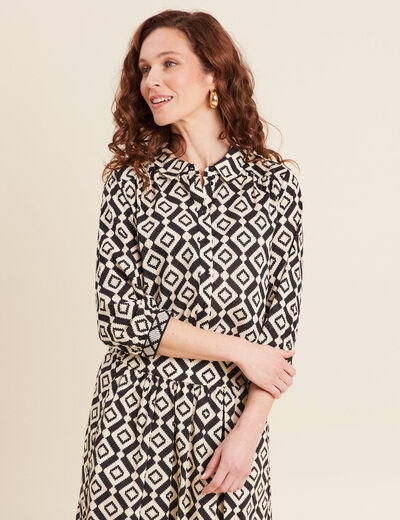 Chemise manches 3/4 noir femme