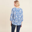 Blouse manches 3/4 bleu femme