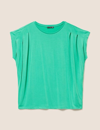 T-shirt droit col rond manches courtes vert menthe femme