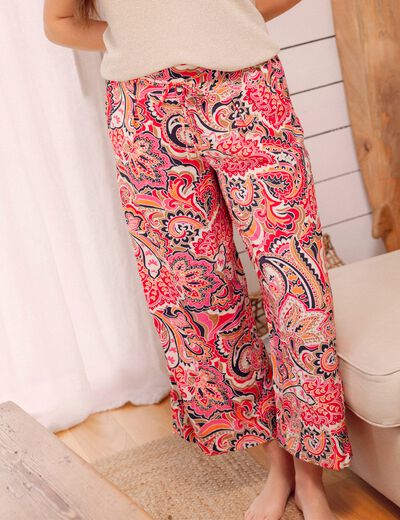 Pantalon fluide 7/8ème multicolore femme