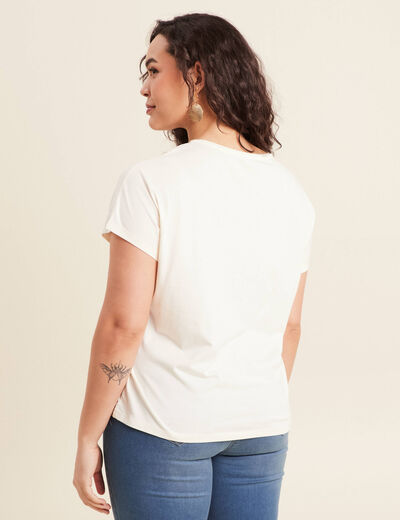 T-shirt manches courtes ecru femme