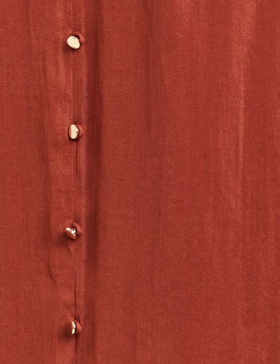 Jupe longue évasée satin marron foncé femme