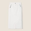 Jupe longue droite en jean blanc femme