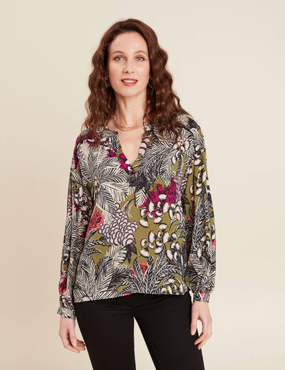 Blouse manches 3/4 vert femme