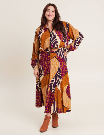 Jupe longue &eacute;vas&eacute;e multicolore femme