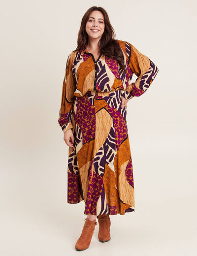 Jupe longue évasée multicolore femme