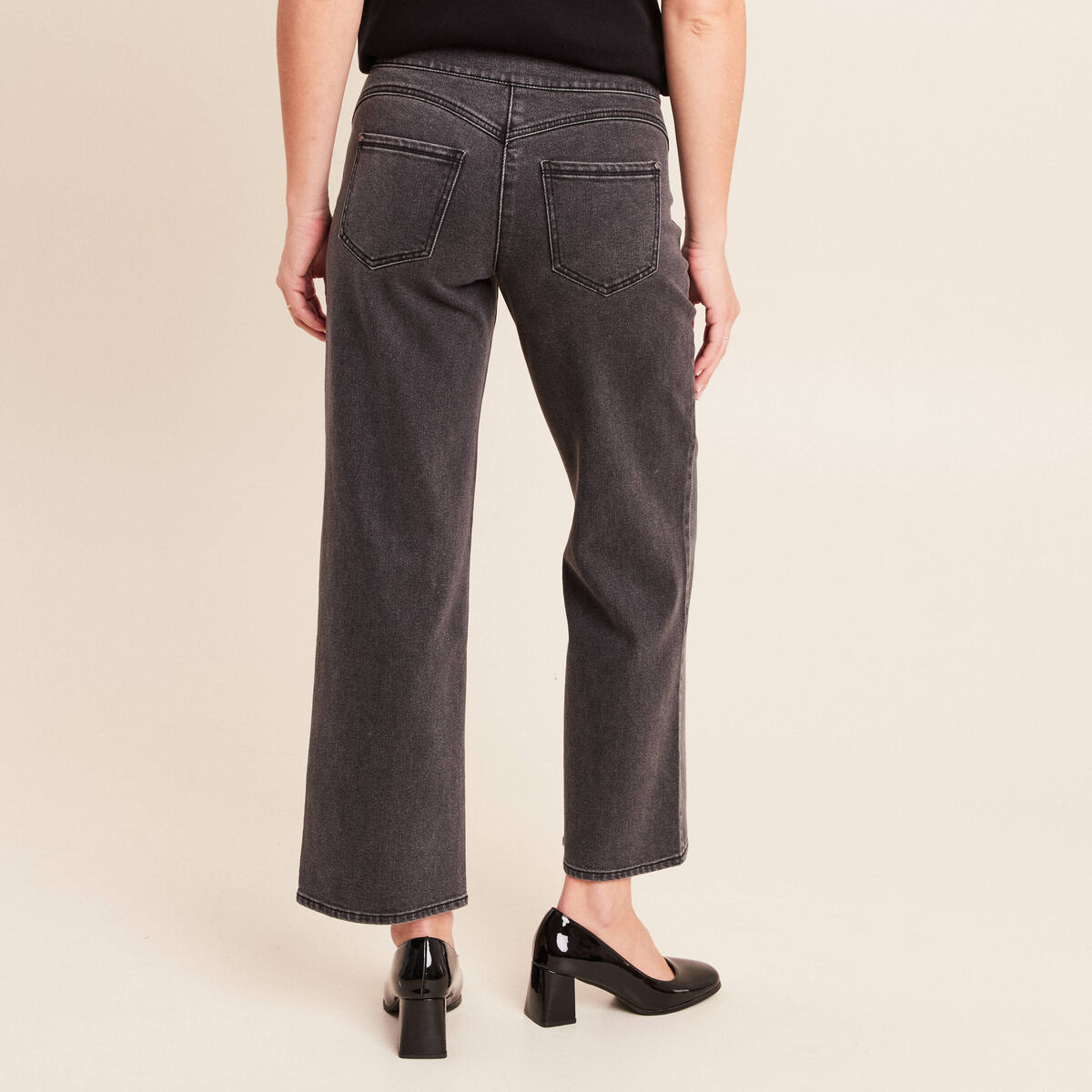Jean large 7/8&egrave;me denim gris femme