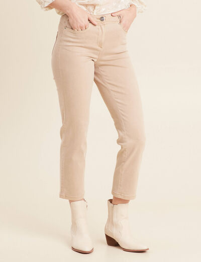 Jean droit 7/8ème denim beige femme