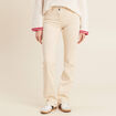 Pantalon léger bootcut taille basculée ivoire femme