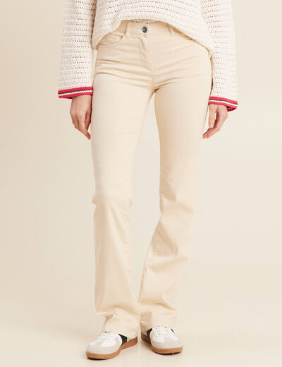 Pantalon léger bootcut taille basculée ivoire femme