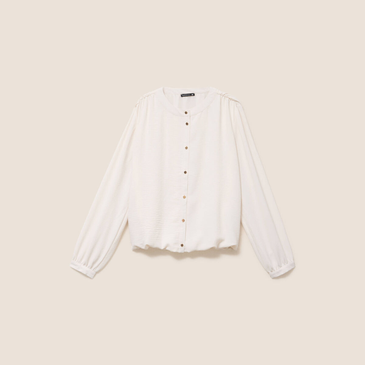 Chemise ample effet boule doubl&eacute;e ivoire femme