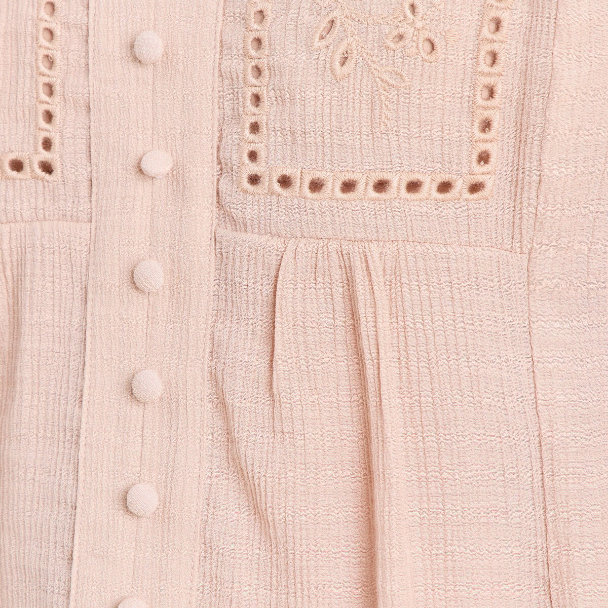 Chemise ample courte avec broderie sable femme