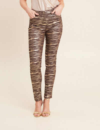 Pantalon ajusté enduit noir femme