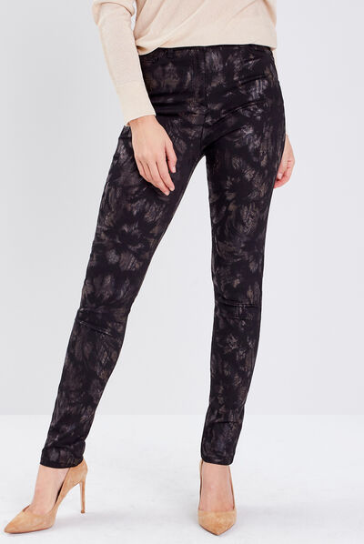 Pantalon ajusté denim noir femme