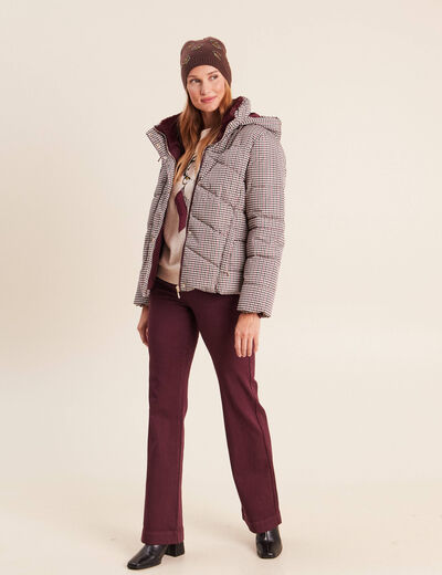 Pantalon coupe bootcut &agrave; pont prune femme