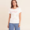 T-shirt col rond manches courtes ecru femme