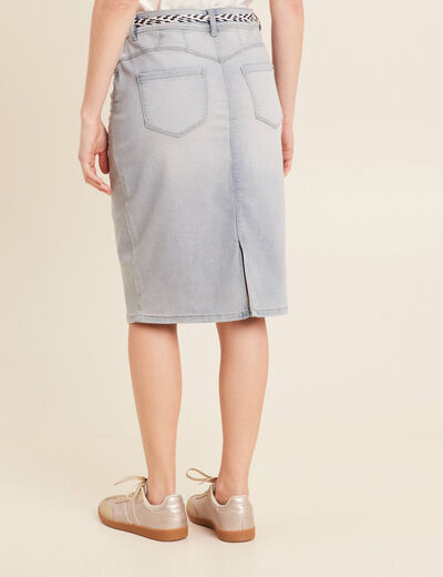 Jupe ajustée en jean denim double stone femme