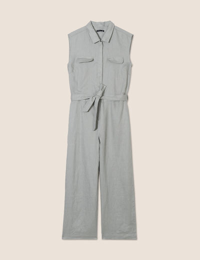 Combinaison pantalon ceinturée vert clair femme