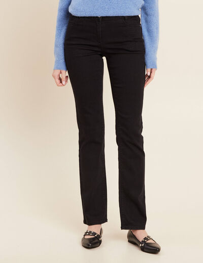 Jean droit taille basculée noir femme