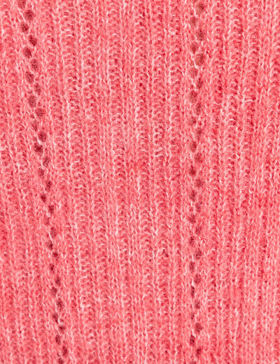 Pull col tunisien manches longues rose femme