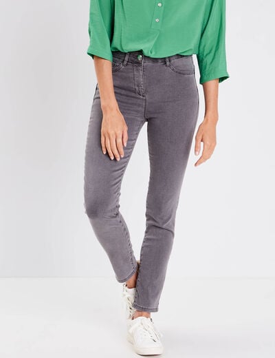 Jeans léger taille standard 7/8ème denim gris femme