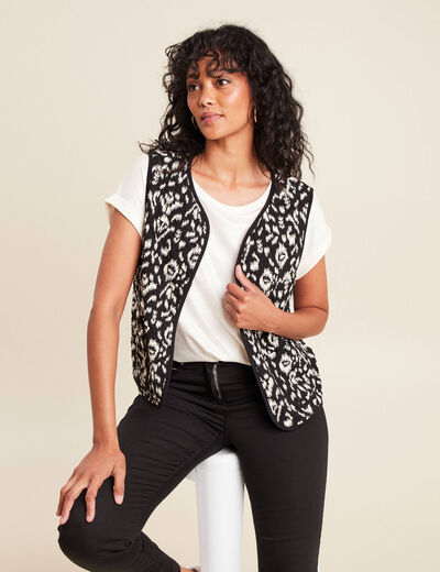 Gilet droit court sans manches noir femme