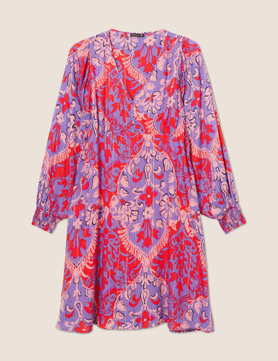 Robe évasée manches 3/4 rouge femme