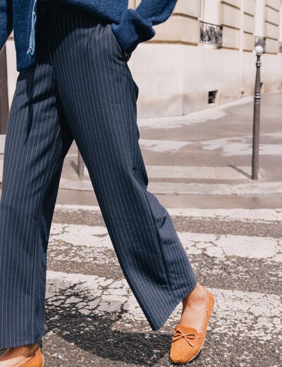 Pantalon large 7/8&egrave;me bleu femme