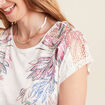 T-shirt col rond manches courtes ecru femme