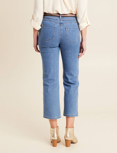 Jean large ceinturé denim double stone femme