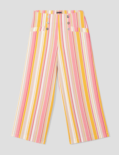 Pantalon flou avec boutons multicolore femme