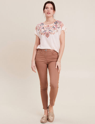 T-shirt manches courtes ecru femme