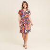 Robe courte manches courtes multicolore femme