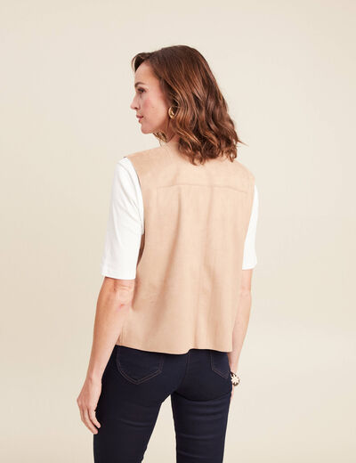 Veste r&eacute;versible cintr&eacute;e sans manches beige femme