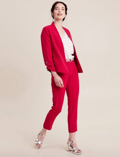 Pantalon chino à ceinture rose cerise femme
