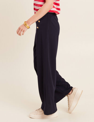 Pantalon large à pont bleu foncé femme