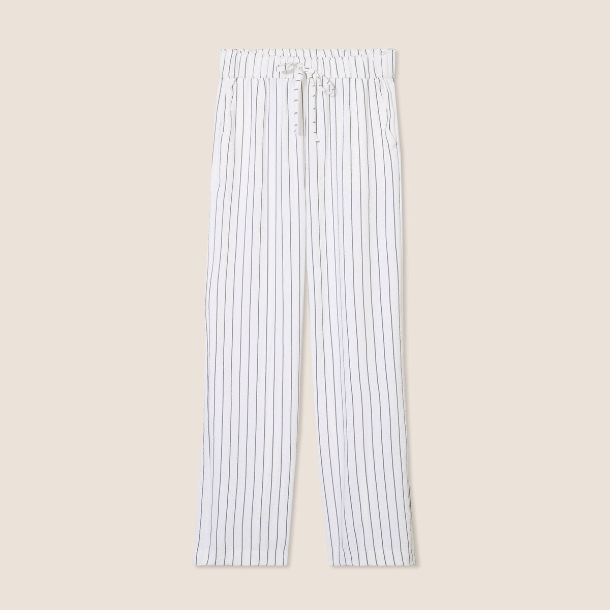 Pantalon large taille haute gris foncé femme