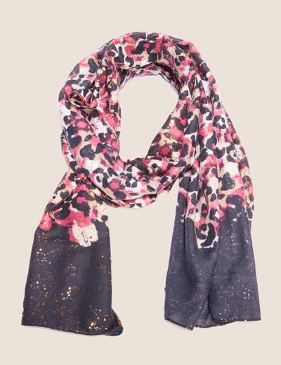 Foulard imprim&eacute; en polyester recycl&eacute; bordeaux femme