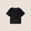 T-shirt &agrave; sequins manches courtes noir femme