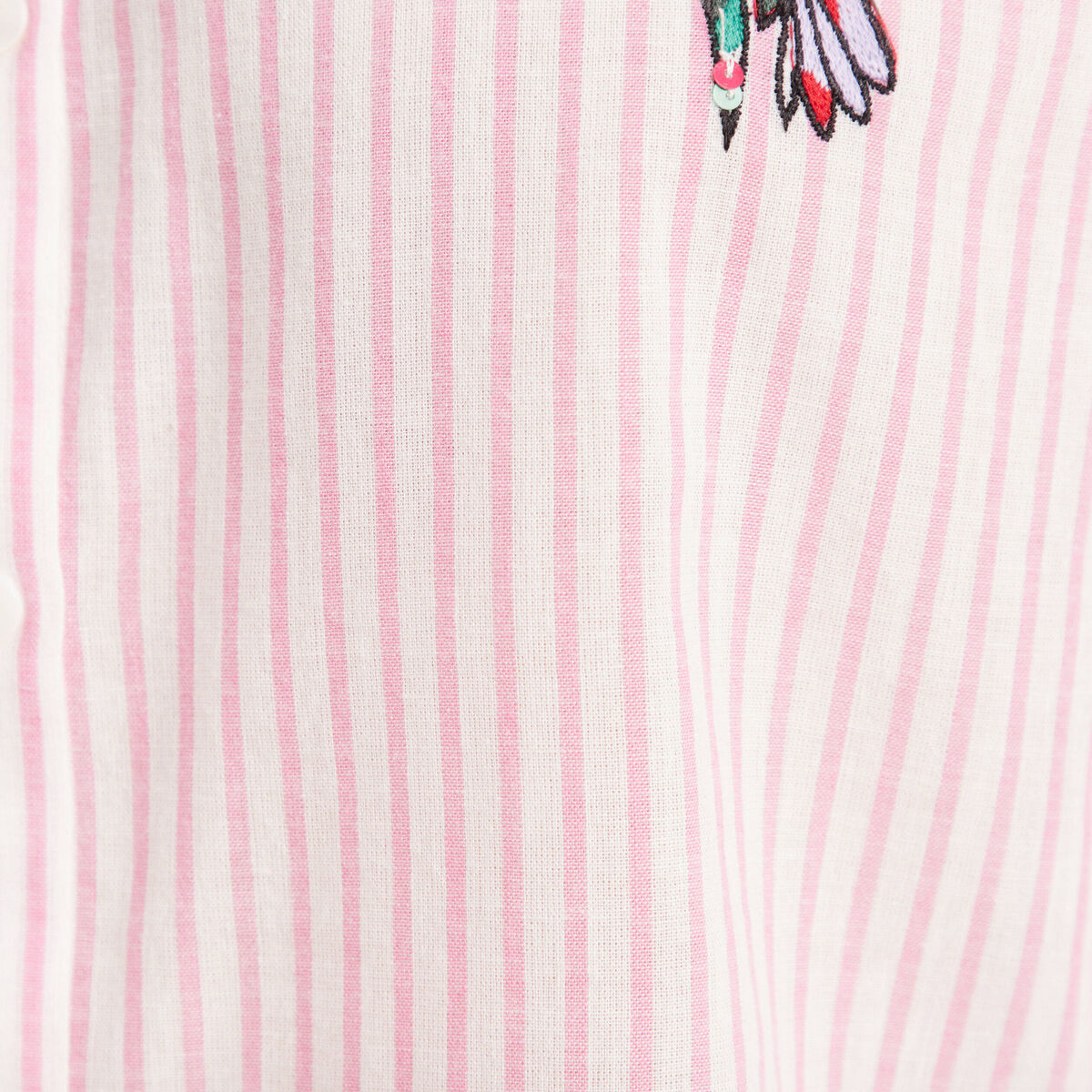 Chemise droite mi-longue en coton rose femme